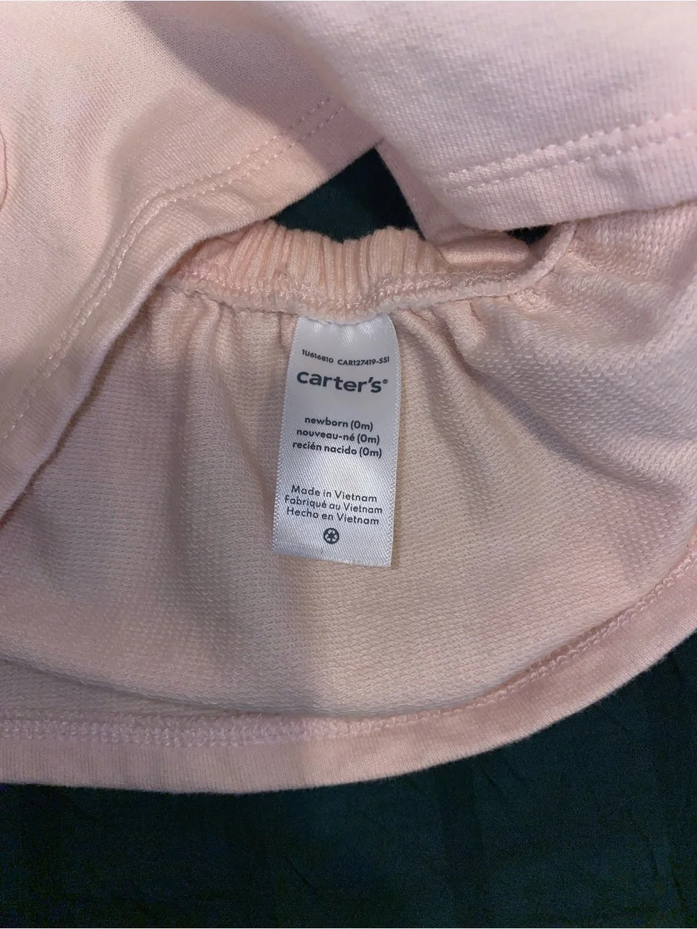 Carter’s newborn pink overall skirt bunnies